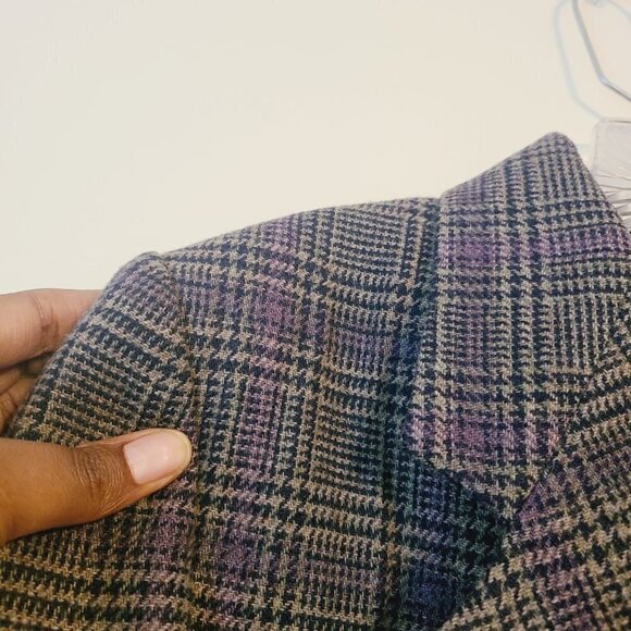 Sasson Petite | Women's Vintage Plaid Wool Blend Double Button Blazer (Size 8) - Picture 13 of 16